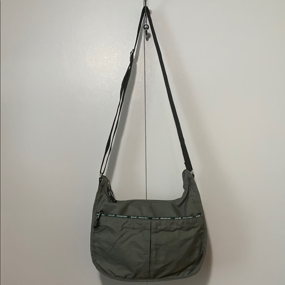 Derek Alexander Army Green & Black Hobo Crossbody Bag